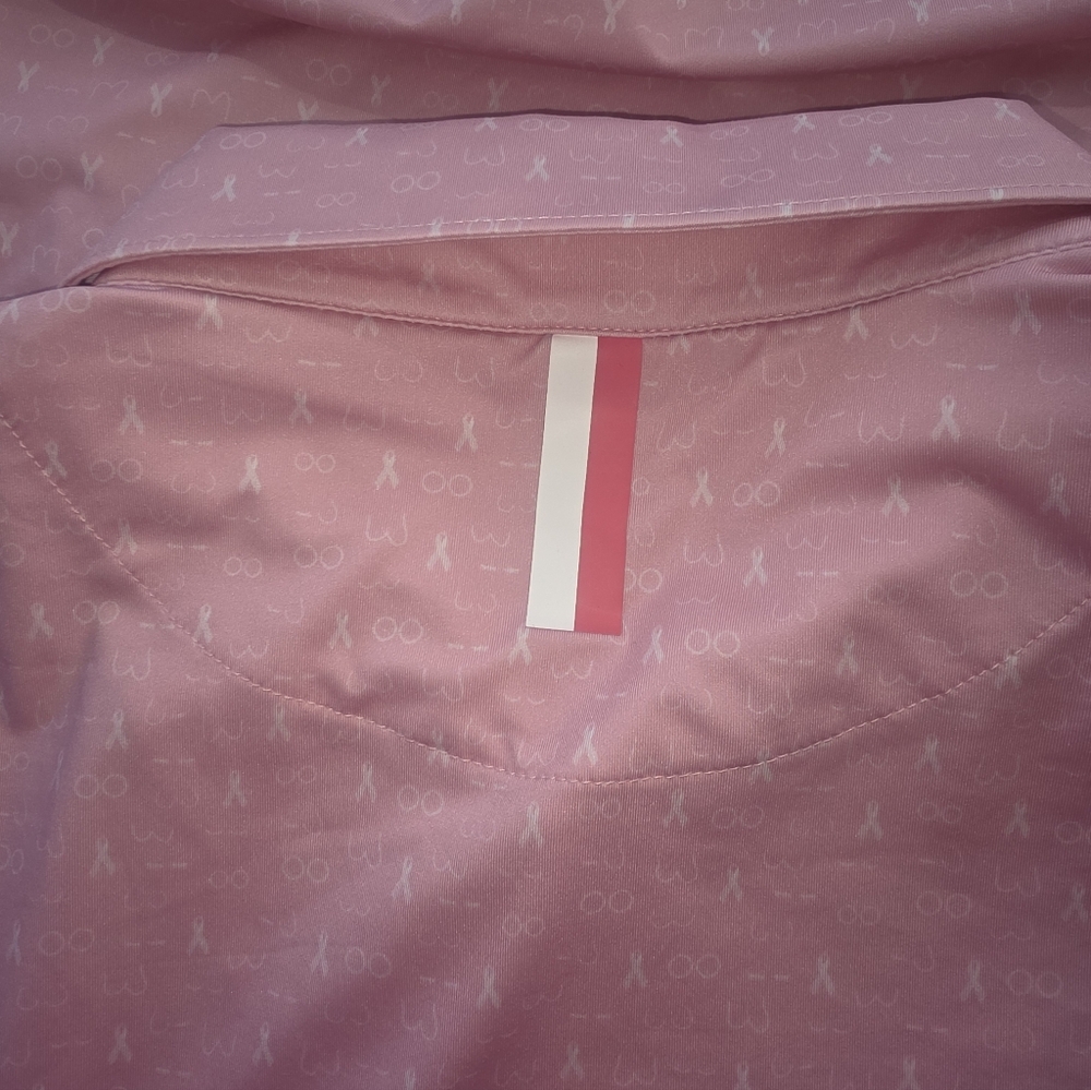 Rhoeback Pink Ribbon Breast Cancer Short Sleeve UPF Performance Golf Polo SZL - Picture 10 of 10